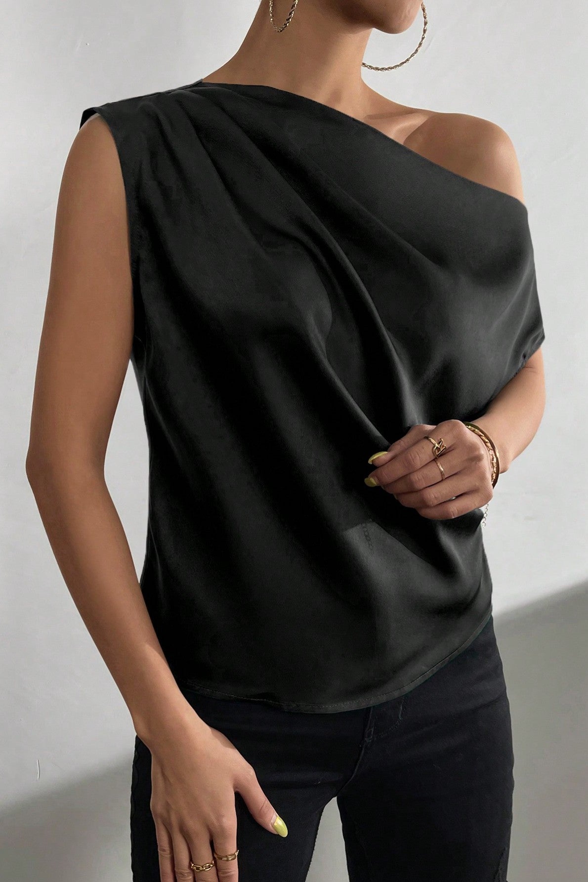 Bluza Dama, Privé Cu Guler Asimetric Si Maneci Batwing