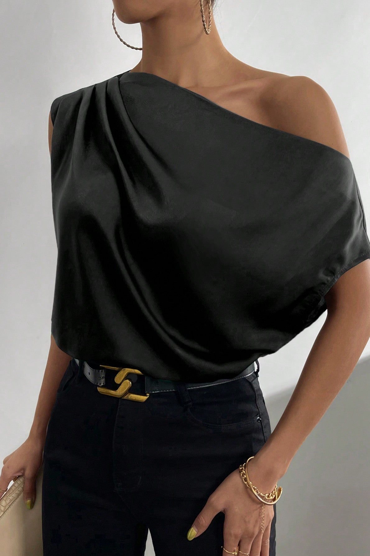 Bluza Dama, Privé Cu Guler Asimetric Si Maneci Batwing