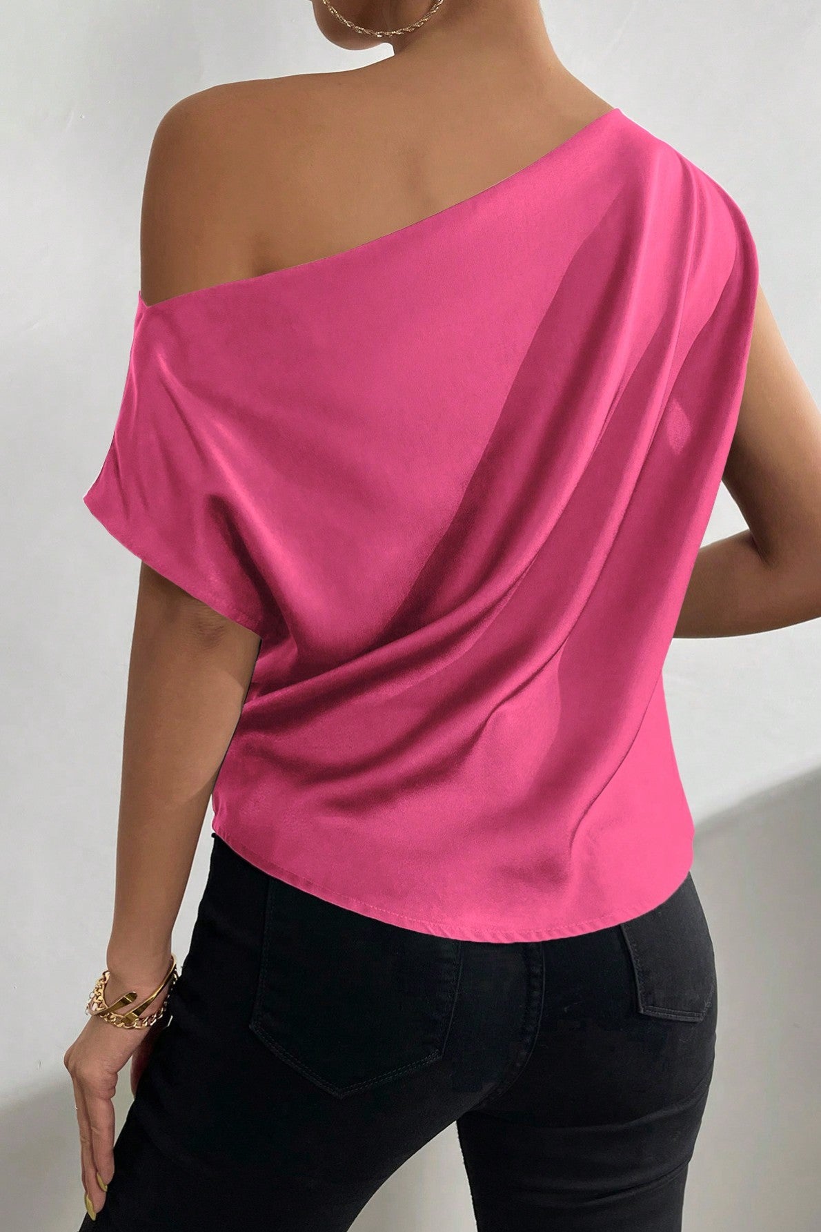 Bluza Dama, Privé Cu Guler Asimetric Si Maneci Batwing