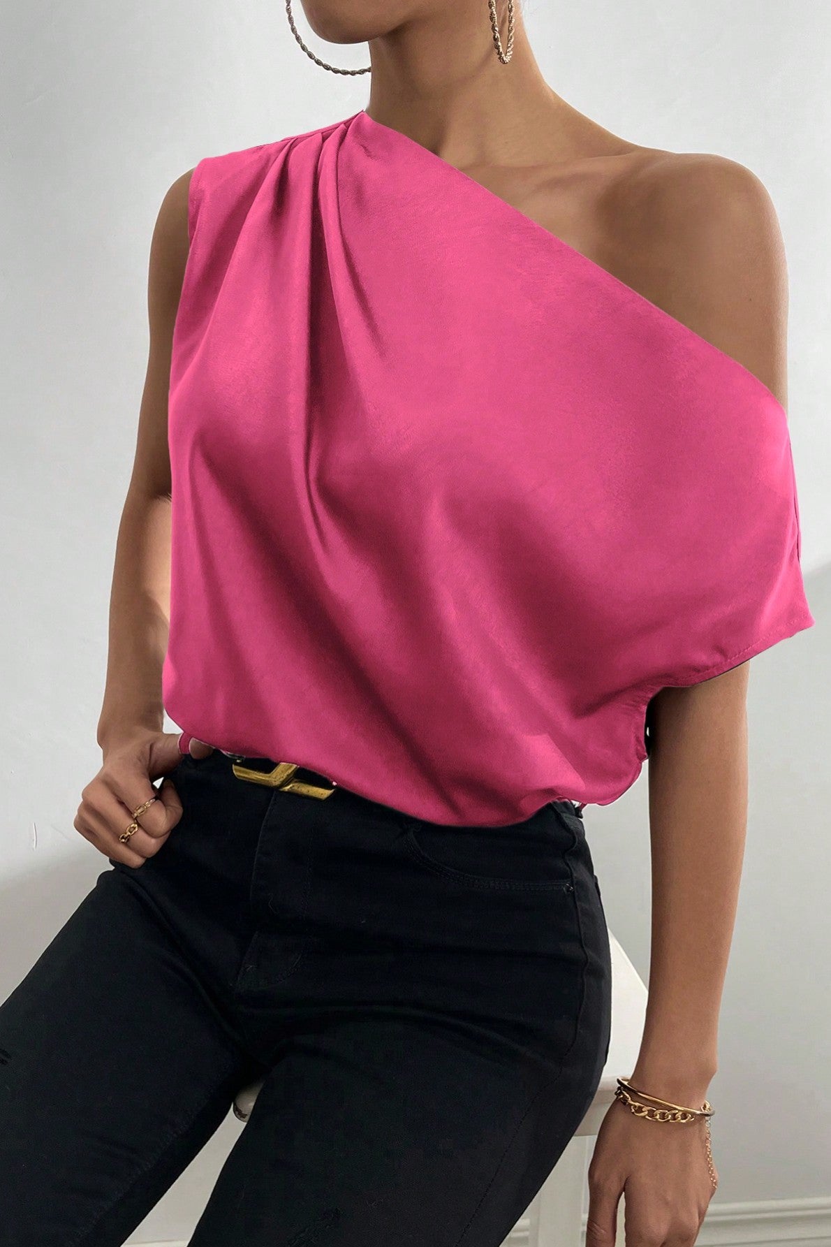 Bluza Dama, Privé Cu Guler Asimetric Si Maneci Batwing