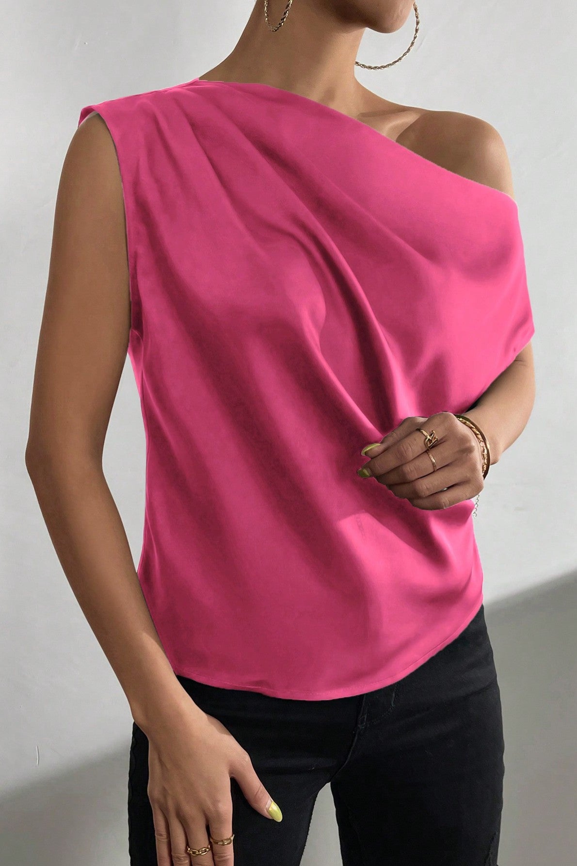 Bluza Dama, Privé Cu Guler Asimetric Si Maneci Batwing