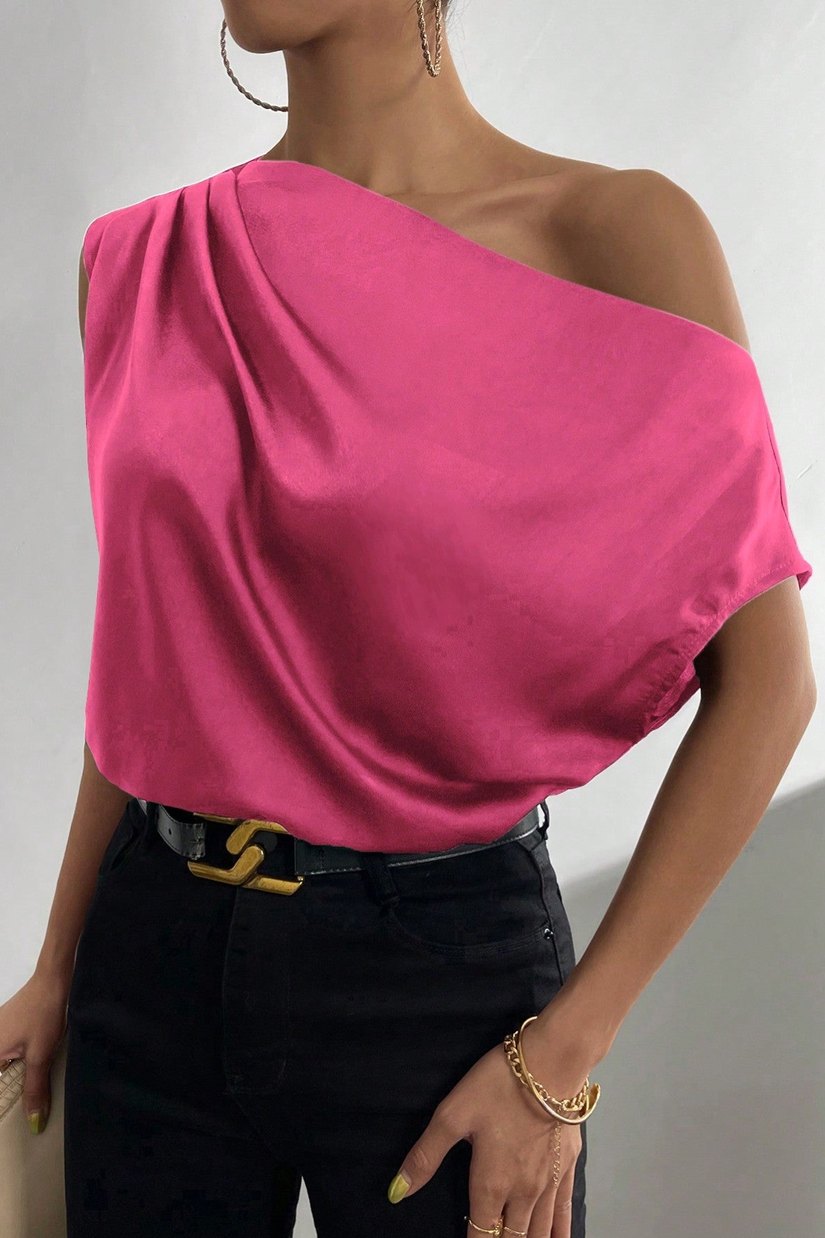 Bluza Dama, Privé Cu Guler Asimetric Si Maneci Batwing