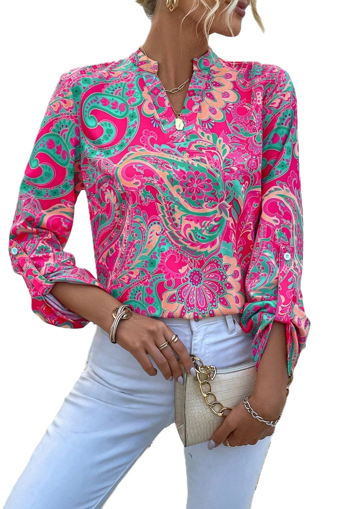 Bluza Dama, Cu Maneci Bufante Si Imprimeu Paisley