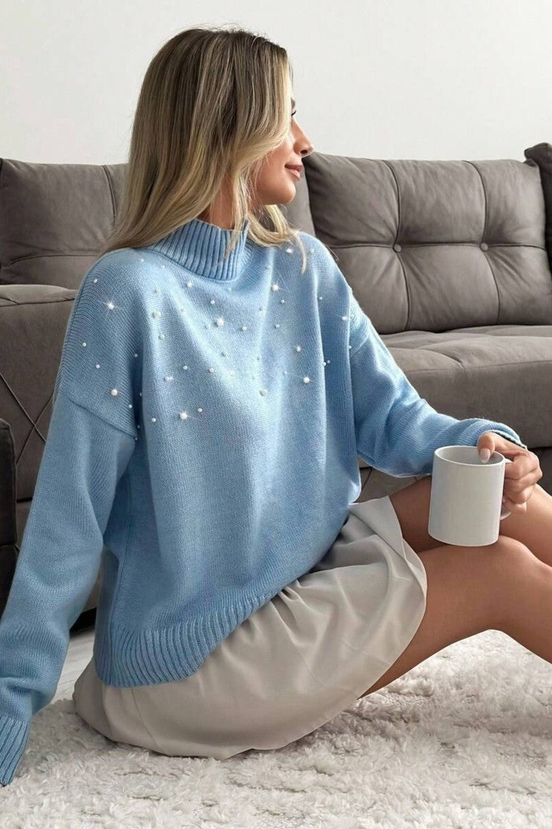 Pulover Dama, Elegant, Fara Gluga, Decorat Cu Margele