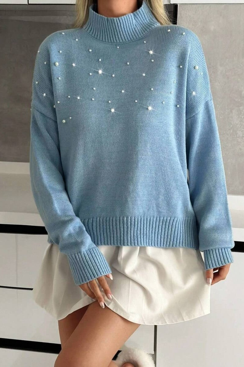 Pulover Dama, Elegant, Fara Gluga, Decorat Cu Margele