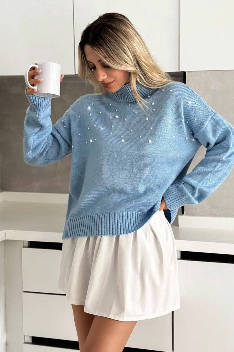 Pulover Dama, Elegant, Fara Gluga, Decorat Cu Margele