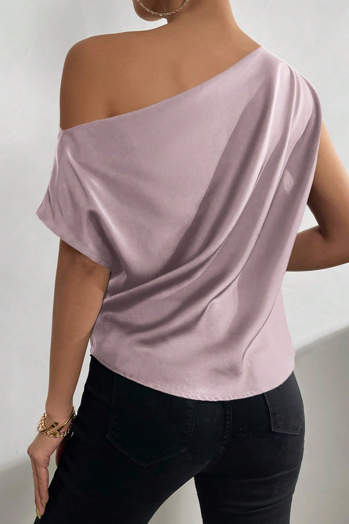 Bluza Dama, Privé Cu Guler Asimetric Si Maneci Batwing