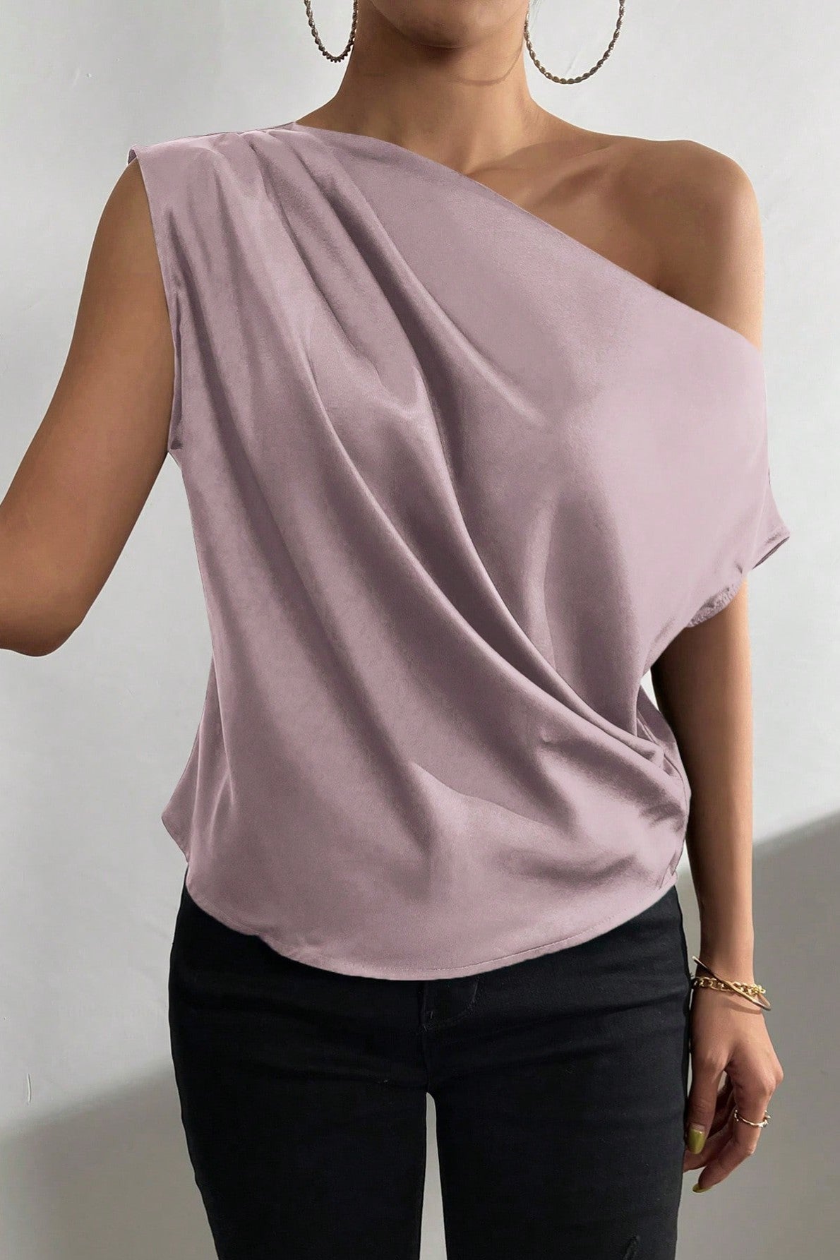 Bluza Dama, Privé Cu Guler Asimetric Si Maneci Batwing