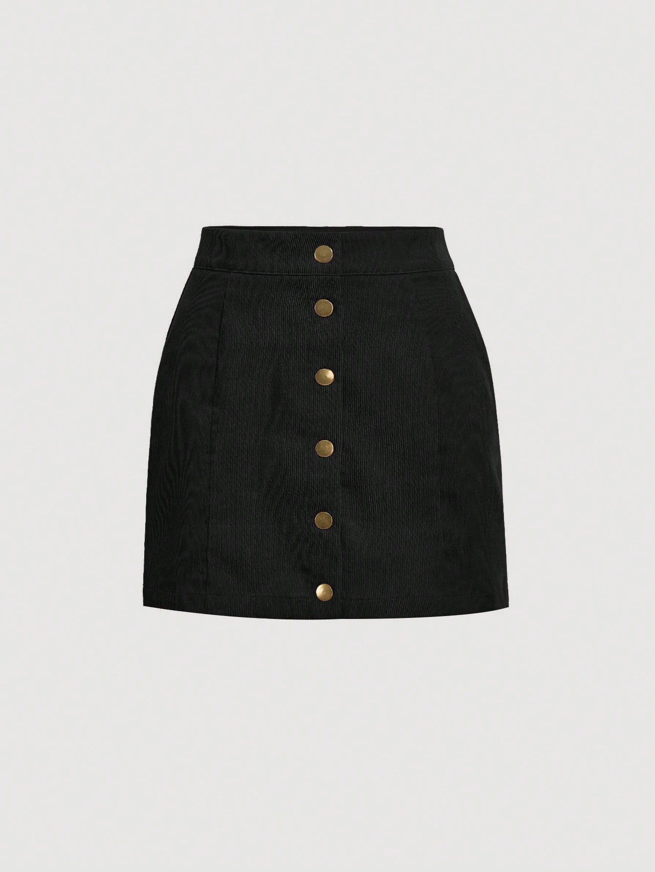 Fusta Mini Dama, Din Catifea Cu Inchidere Frontala Cu Nasturi