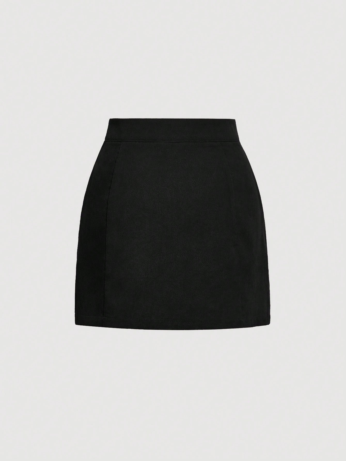 Fusta Mini Dama, Din Catifea Cu Inchidere Frontala Cu Nasturi