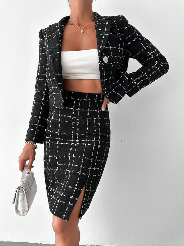 Jacheta Dama, Cropped, tartan, Maneci Lungi