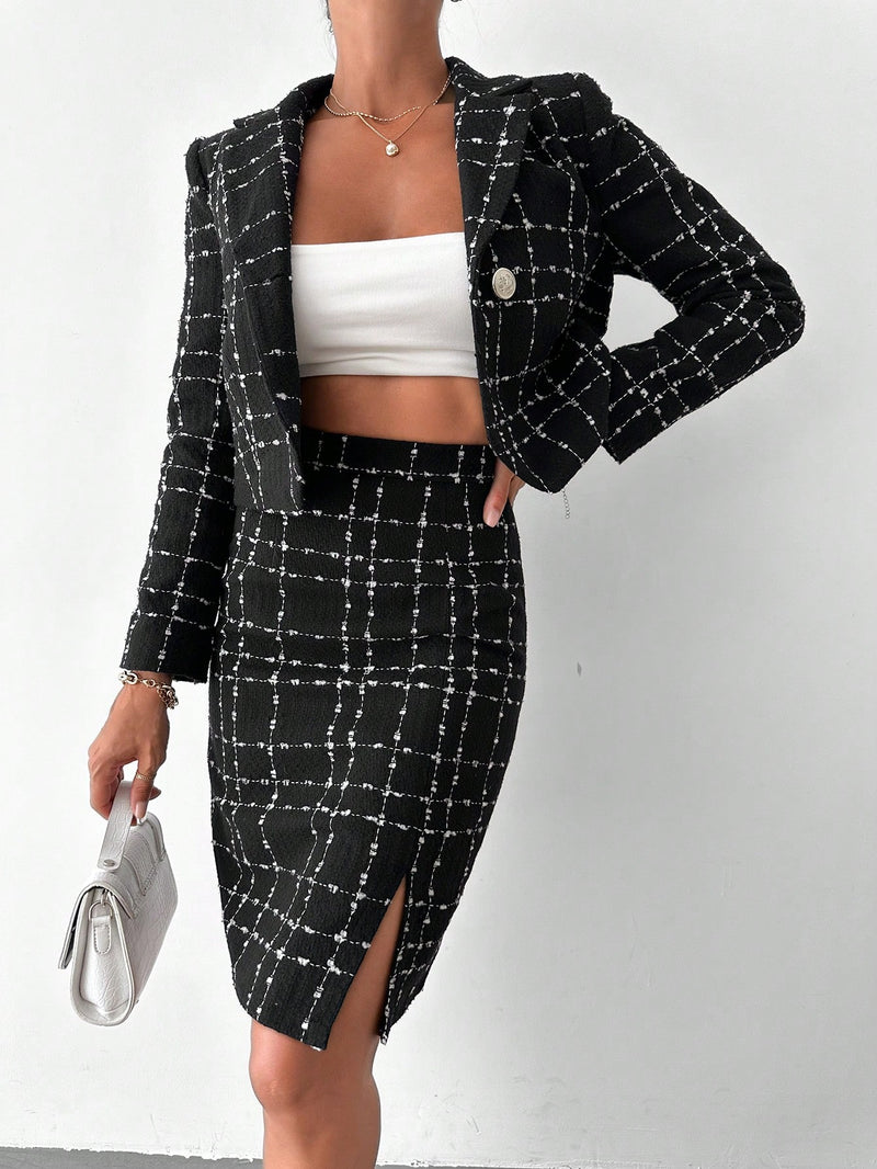 Jacheta Dama, Cropped, tartan, Maneci Lungi
