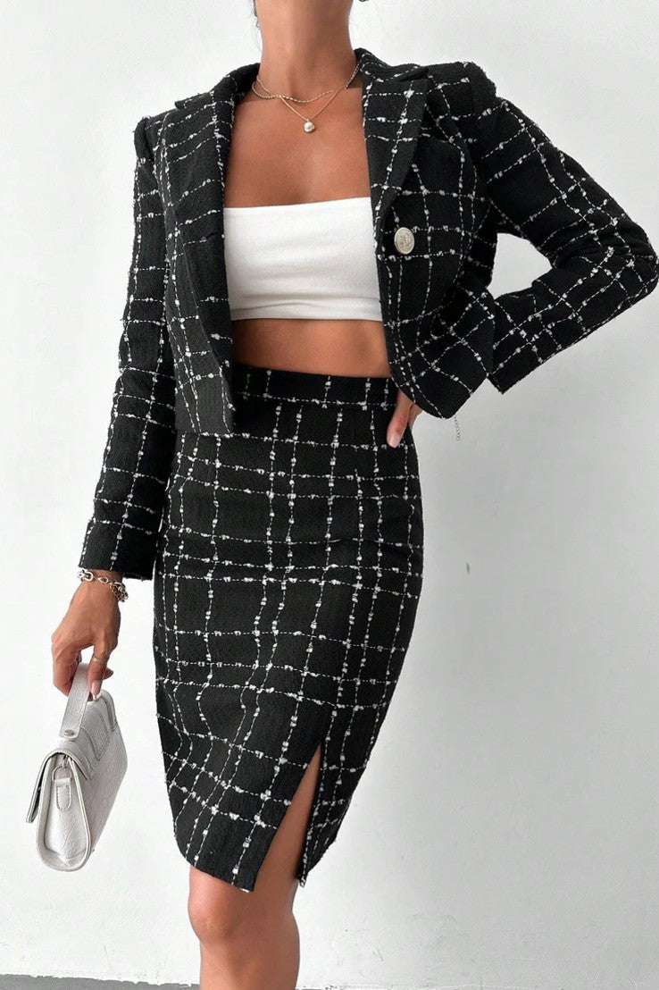 Jacheta Dama, Cropped, tartan, Maneci Lungi