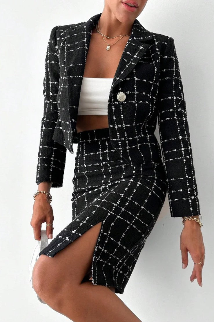 Jacheta Dama, Cropped, tartan, Maneci Lungi