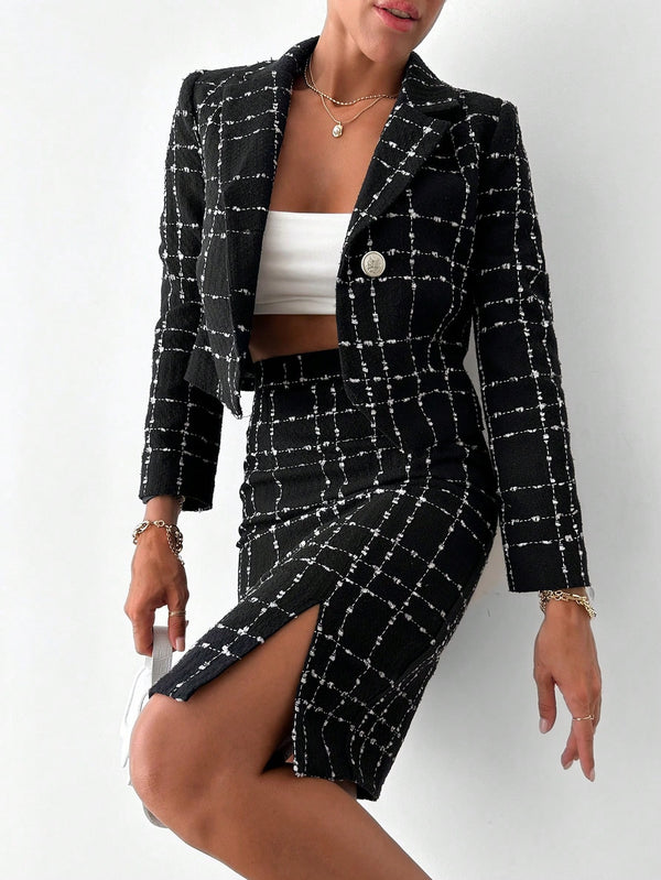 Jacheta Dama, Cropped, tartan, Maneci Lungi