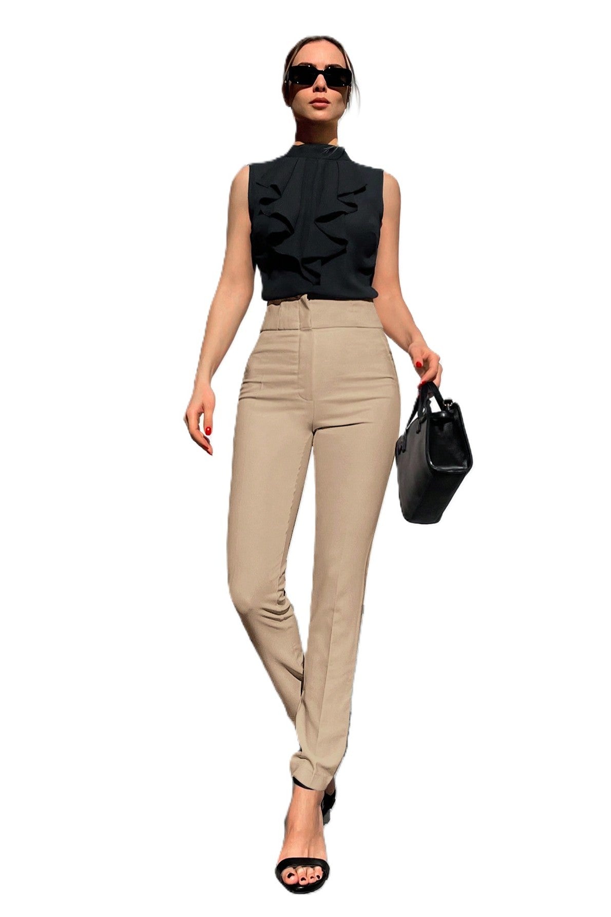 Pantaloni Eleganti Dama, Cu Talie Inalta Si Croiala Skinny