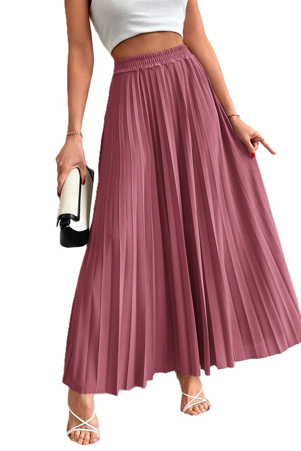 Fusta Maxi Plisata Cu Talie Inalta