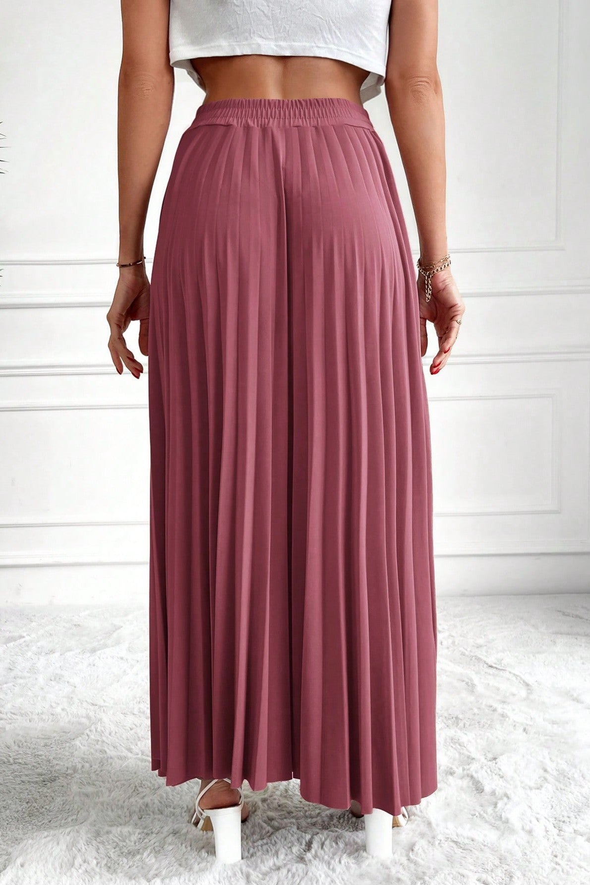 Fusta Maxi Plisata Cu Talie Inalta