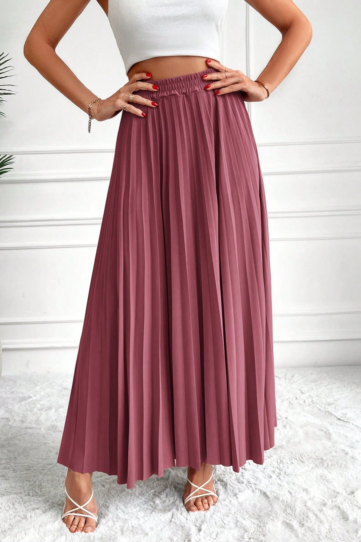 Fusta Maxi Plisata Cu Talie Inalta