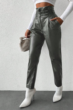 Pantaloni Dama, Cu Talie Inalta, 2 Curele, Croiala Conica
