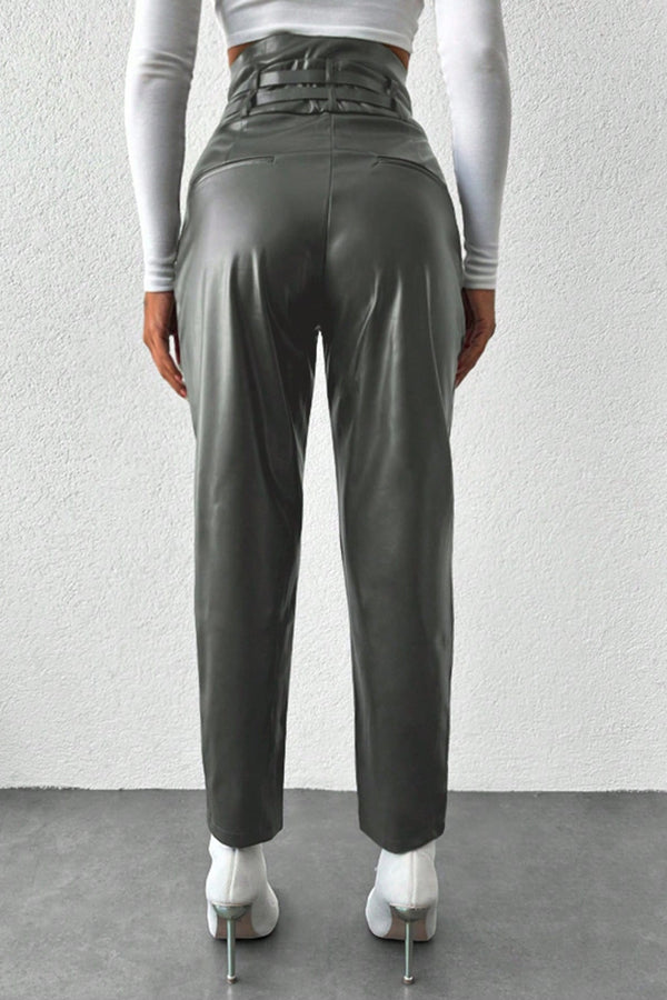 Pantaloni Dama, Cu Talie Inalta, 2 Curele, Croiala Conica