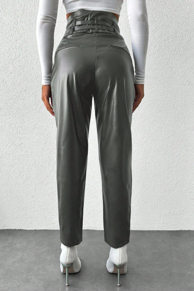 Pantaloni Dama, Cu Talie Inalta, 2 Curele, Croiala Conica