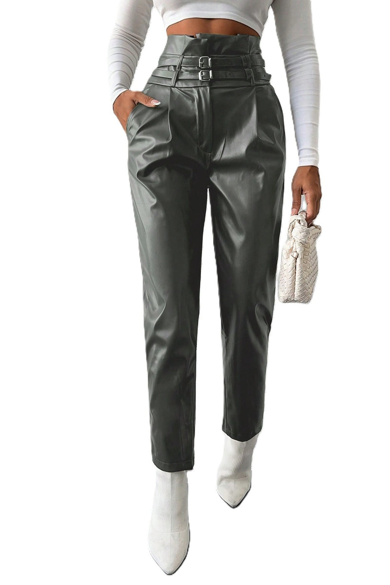 Pantaloni Dama, Cu Talie Inalta, 2 Curele, Croiala Conica