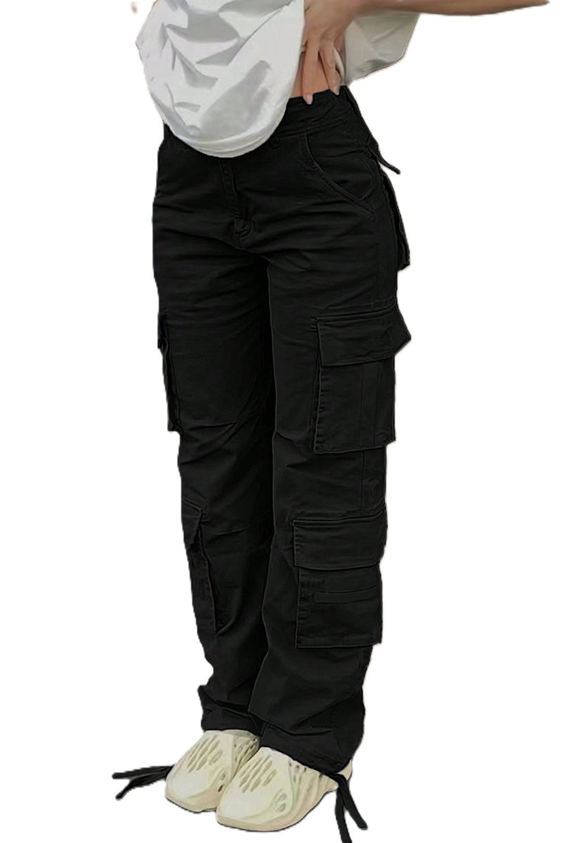 Pantaloni Dama, Talie Inalta, Cargo, Stil Y2K, Multiple Buzunare