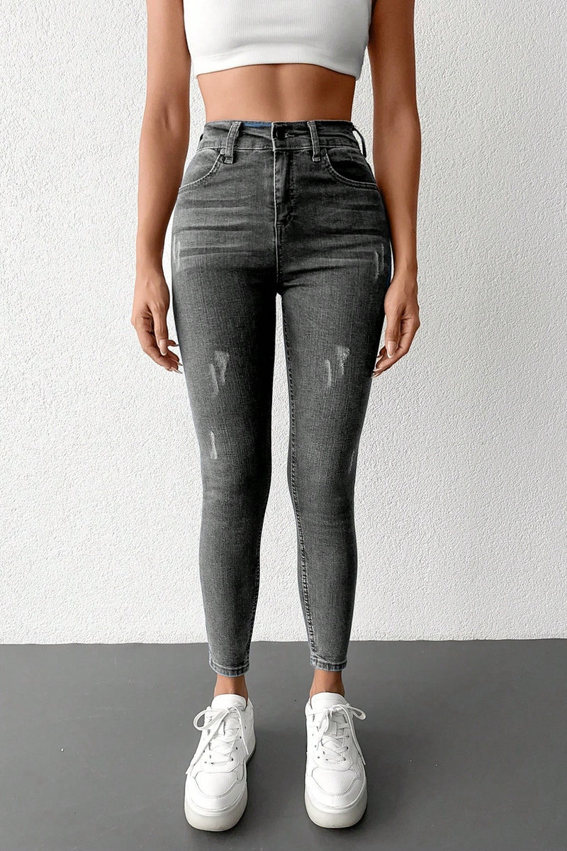 Blugi Skinny Jeans Dama, Cu Talie Inalta Si Design Simplu