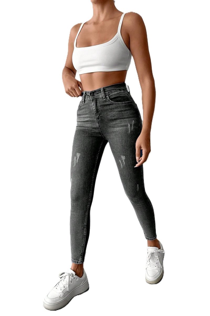 Blugi Skinny Jeans Dama, Cu Talie Inalta Si Design Simplu