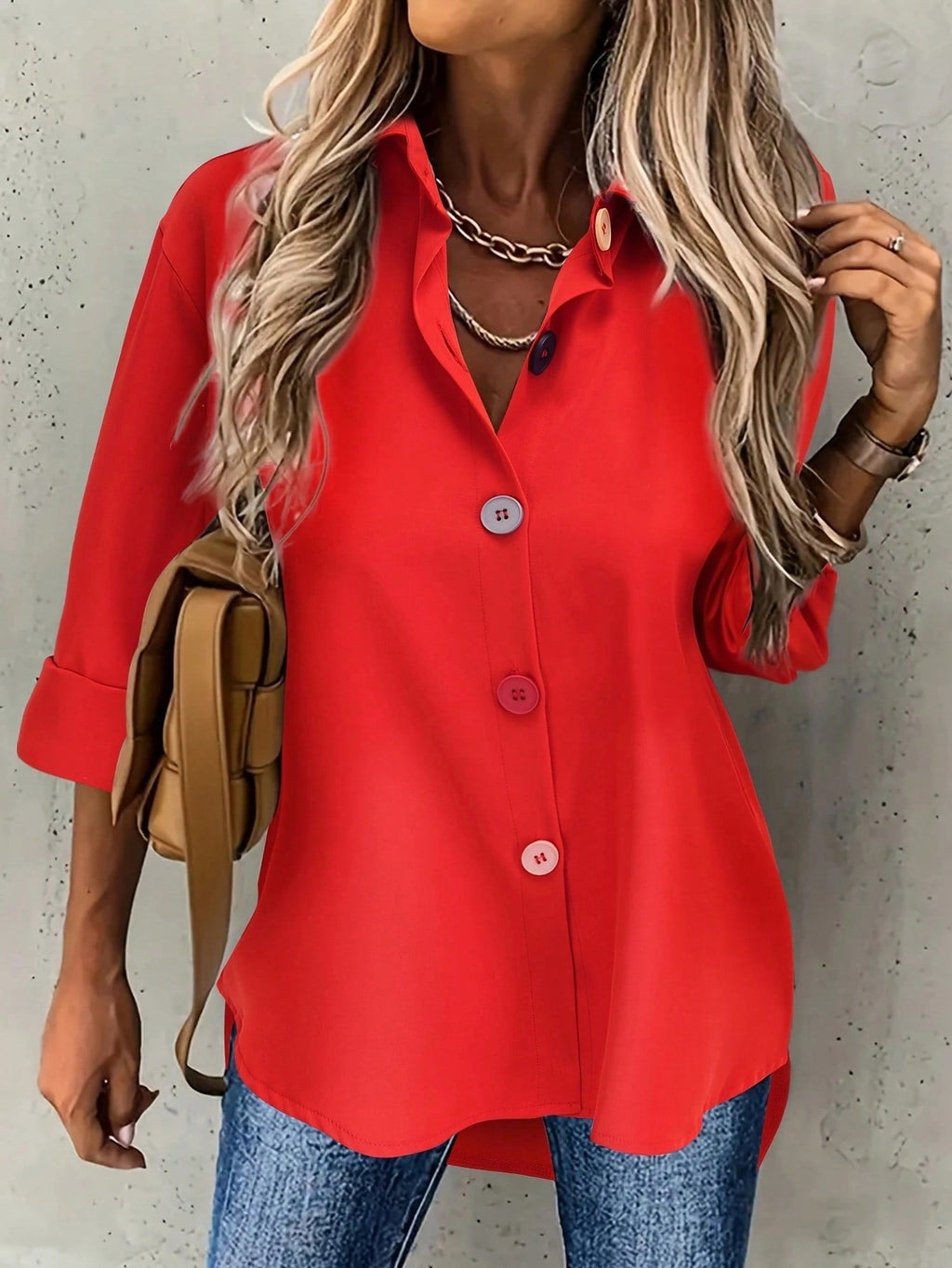 Camasa Dama, Casual, Croiala Lejera, Cu Nasturi Culori Diferite