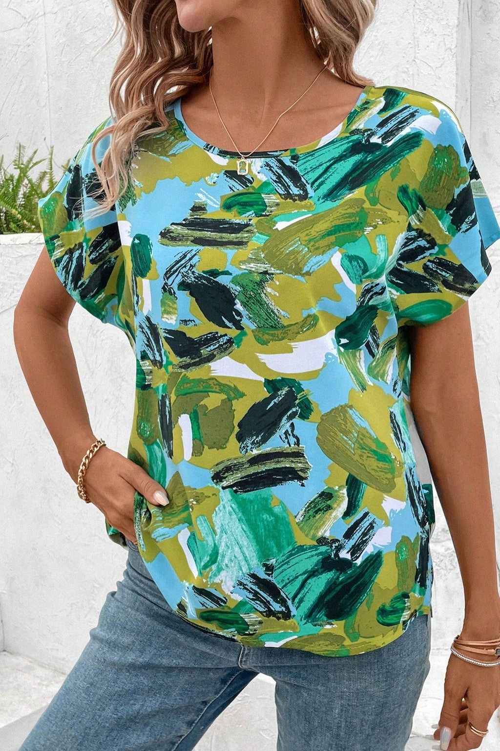 Bluza Dama, Cu Maneci Fluture Si Imprimeu