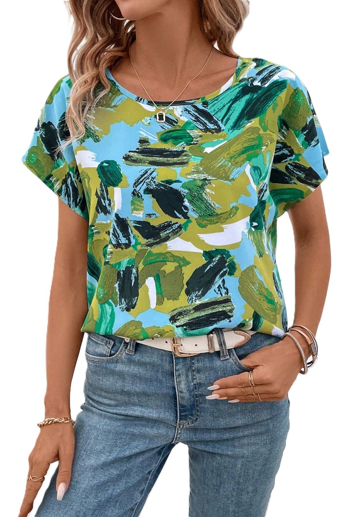 Bluza Dama, Cu Maneci Fluture Si Imprimeu