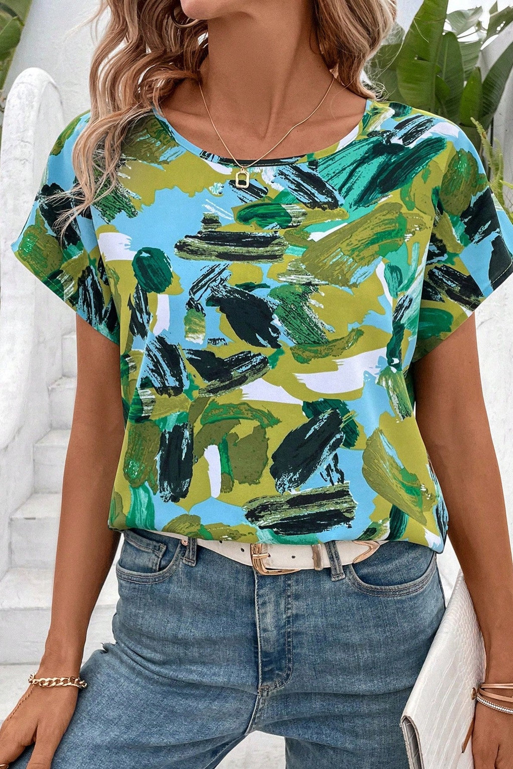 Bluza Dama, Cu Maneci Fluture Si Imprimeu