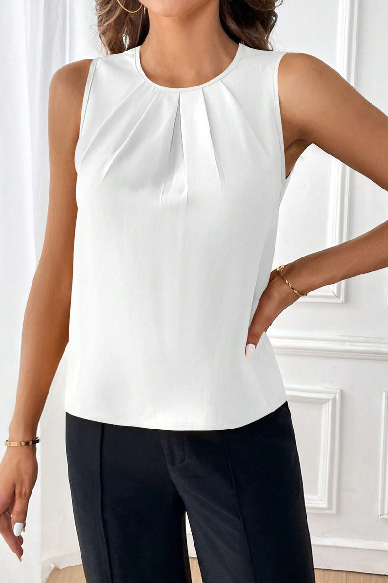 Bluza Dama, Eleganta, Cu Guler Rotund Si Fara Maneci