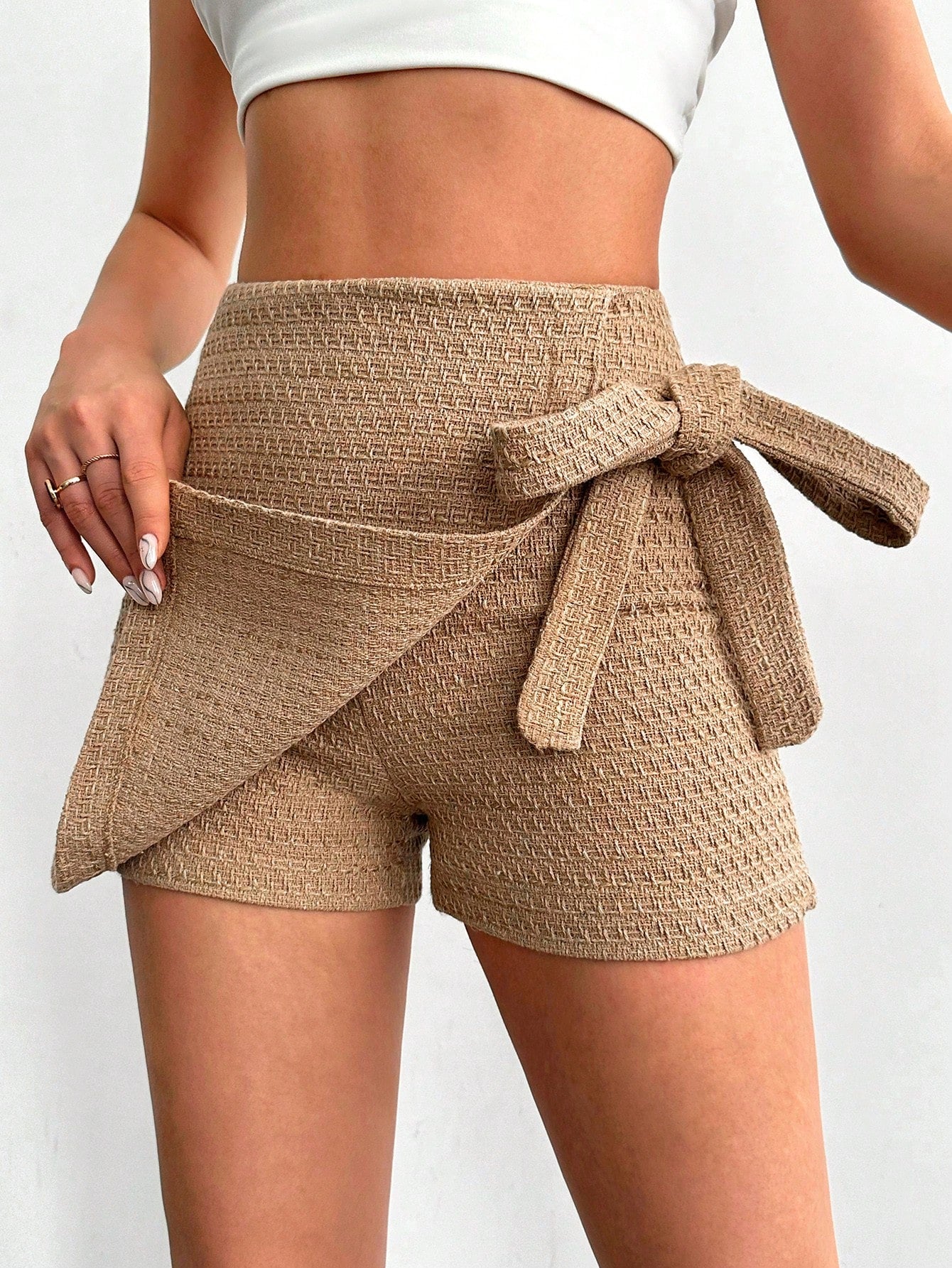 Pantaloni Fusta Dama, Cu Talie Inalta Si Cordon Lateral In Stil Francez