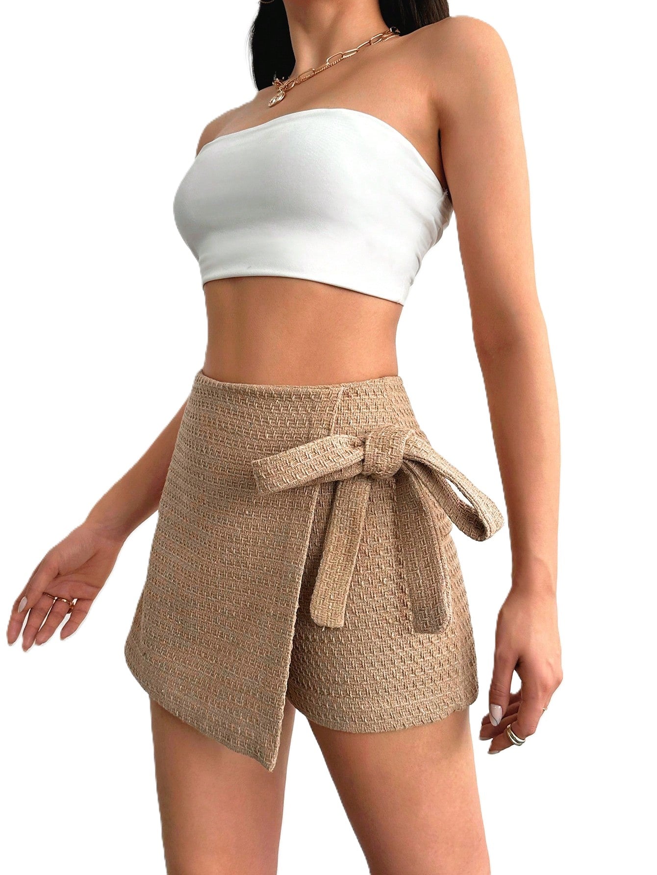 Pantaloni Fusta Dama, Cu Talie Inalta Si Cordon Lateral In Stil Francez