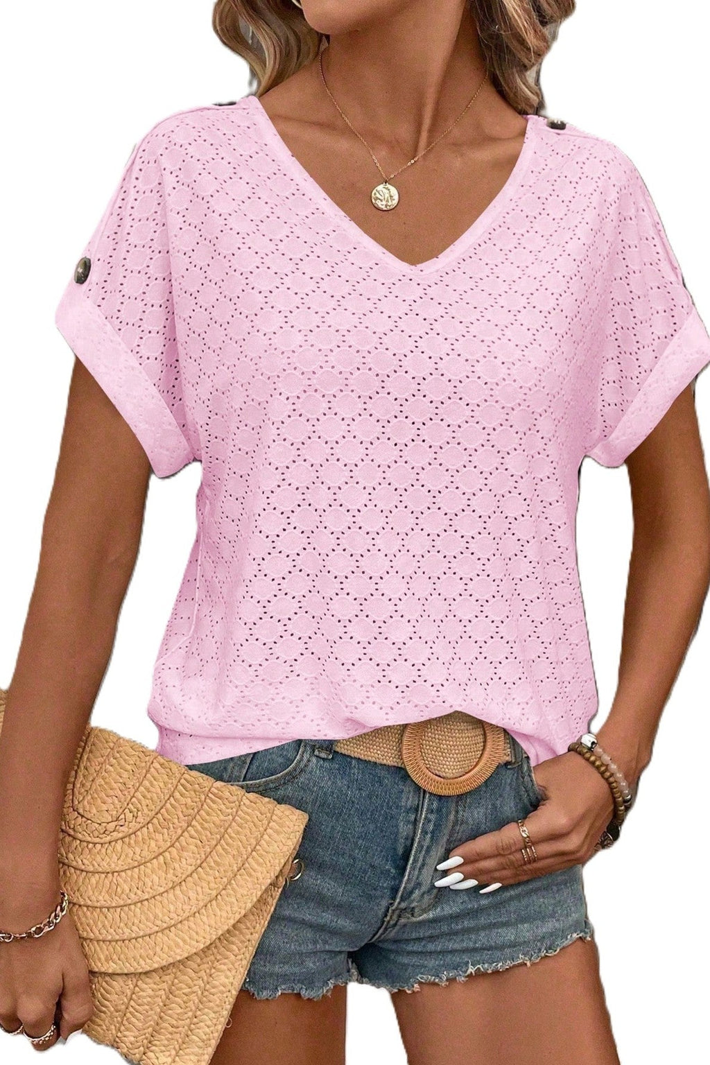 Tricou Dama, Decolteu In V Si Maneci Scurte Tip Aripa De Liliac