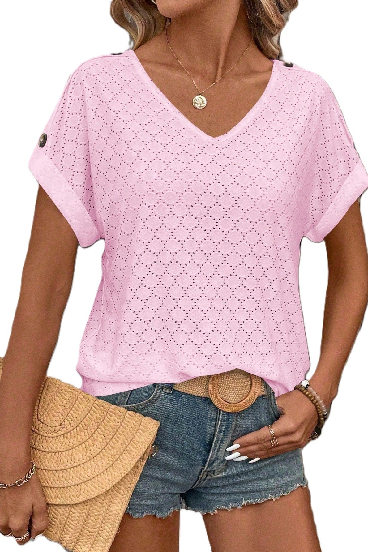 Tricou Dama, Decolteu In V Si Maneci Scurte Tip Aripa De Liliac