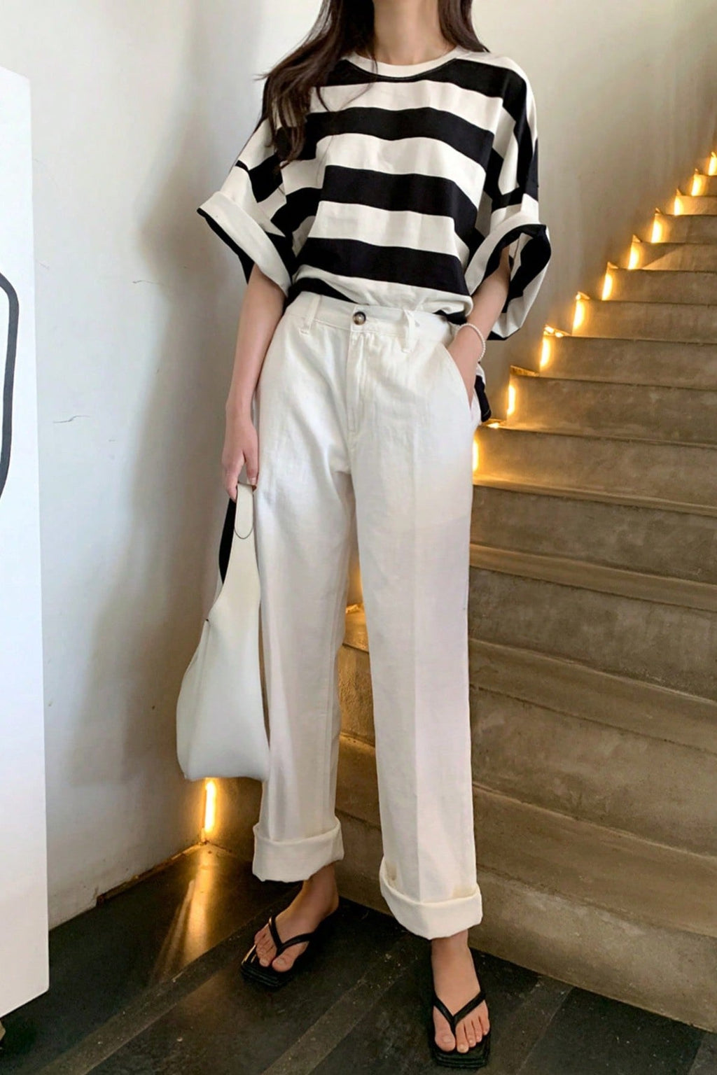 Tricou Dama, Oversize, Bumbac, Casual Dungi Contrastante