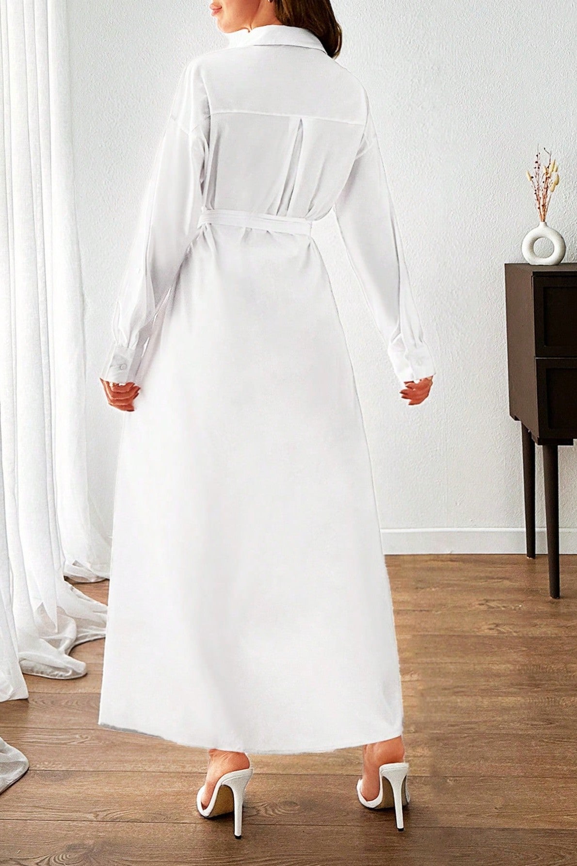 Rochie Dama, Lunga, Cu Nasturi Si Cordon In Talie