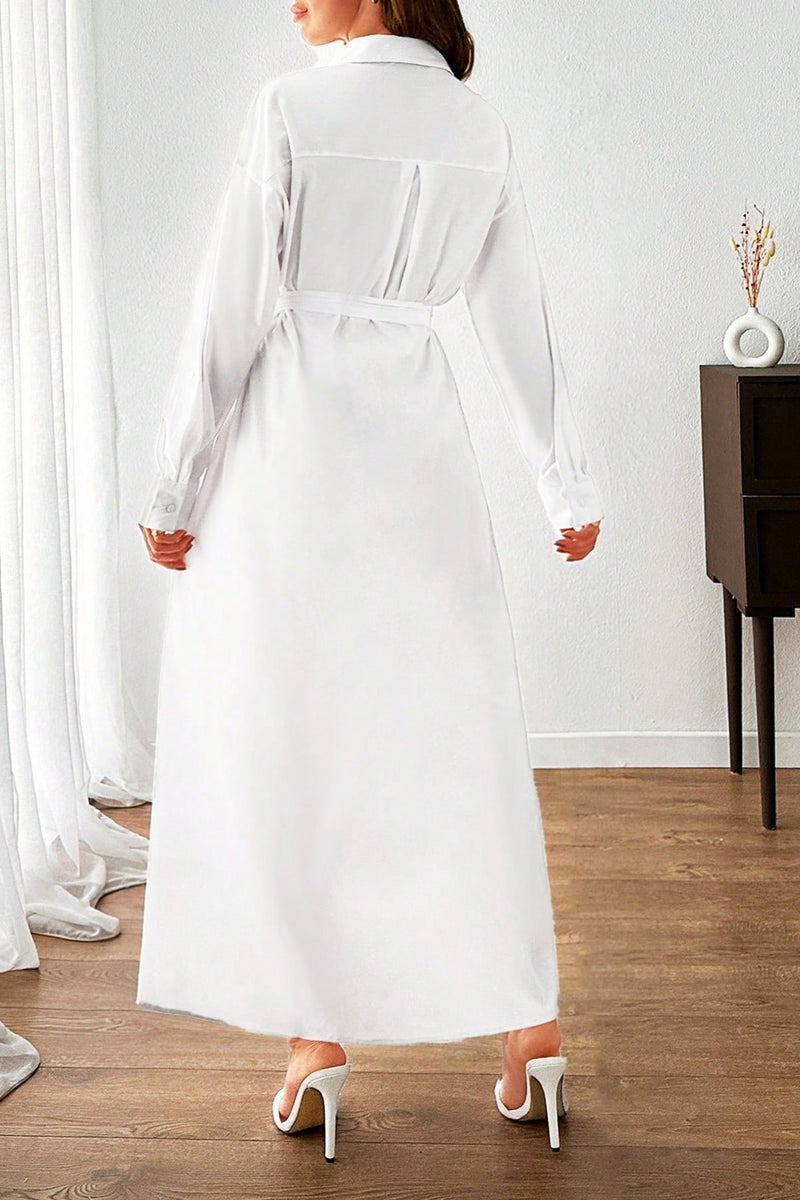 Rochie Dama, Lunga, Cu Nasturi Si Cordon In Talie