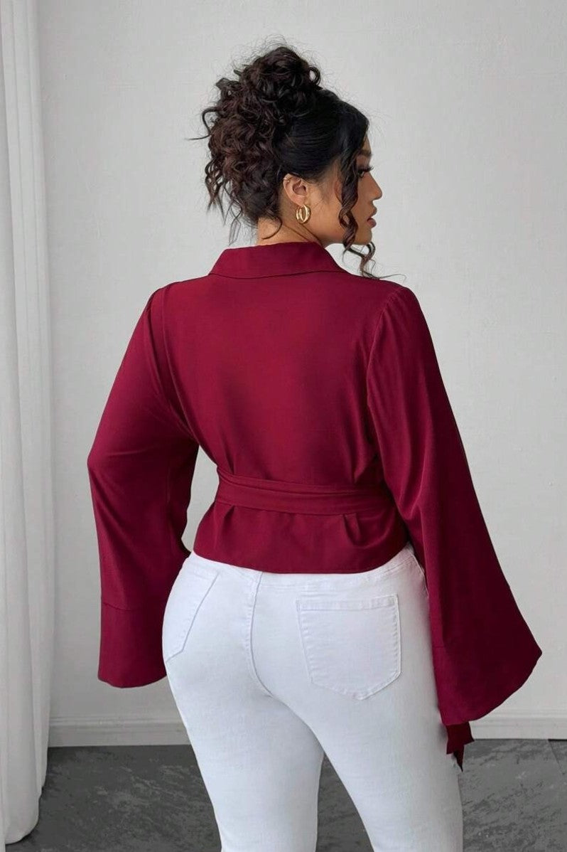 Camasa Dama, Eleganta, Maneci Evazate, Cu Nod