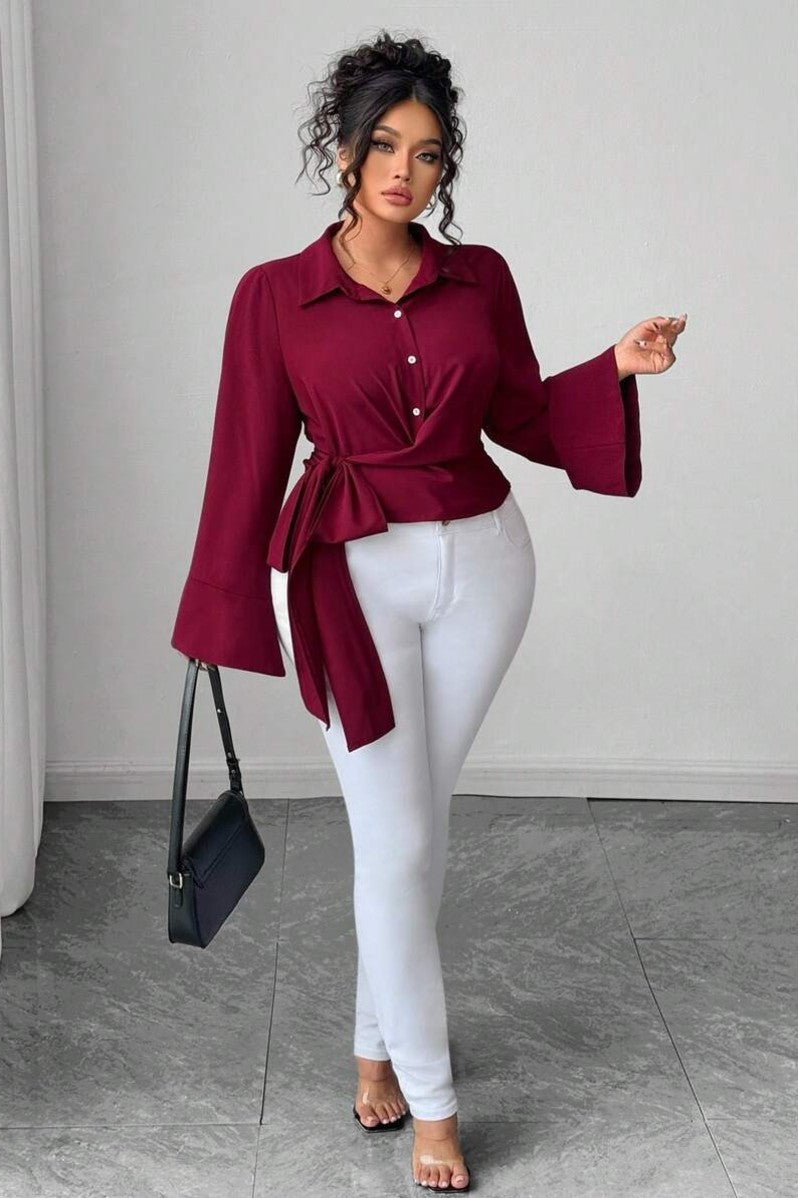 Camasa Dama, Eleganta, Maneci Evazate, Cu Nod