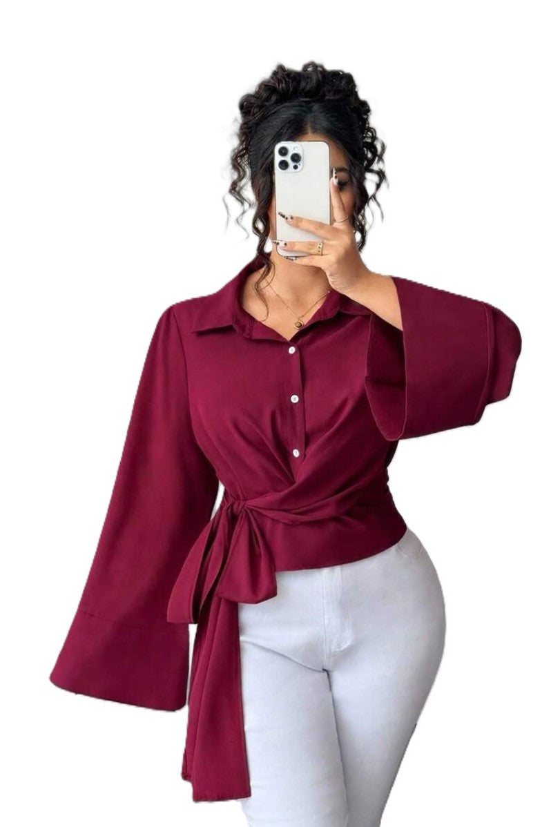 Camasa Dama, Eleganta, Maneci Evazate, Cu Nod