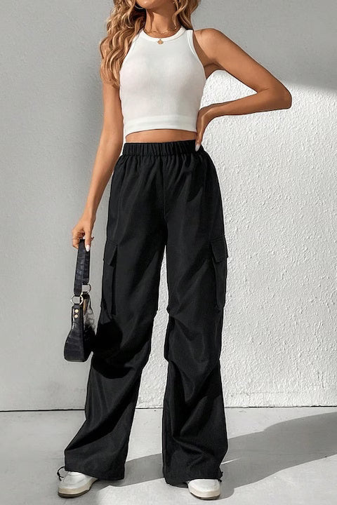 Pantaloni Dama, Tip Cargo Cu Buzunare Si Talie Elastica