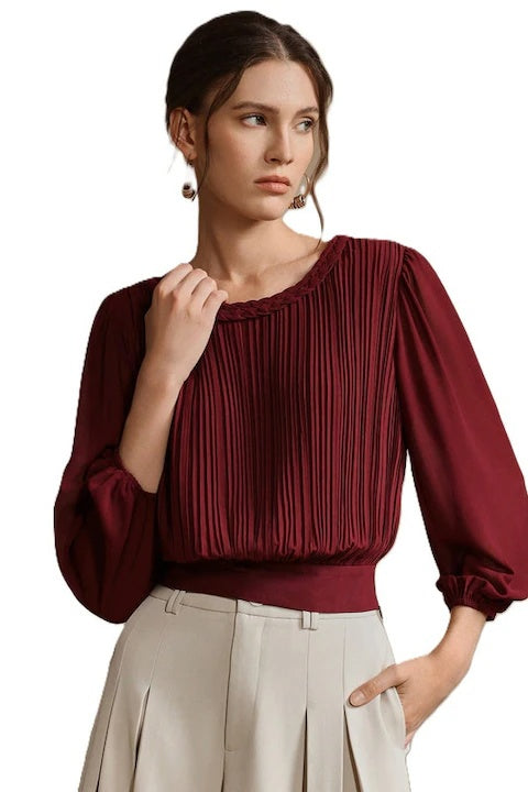 Bluza Dama, Eleganta, Plisata, Maneci 3 Sferturi