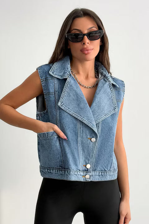 Vesta Dama, Denim, Casual, Tip Biker