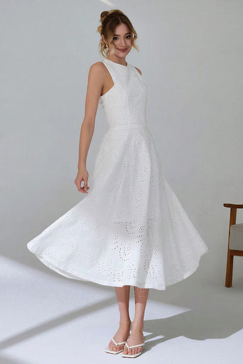 Rochie Dama, Lunga, Fara Maneci Cu Broderie