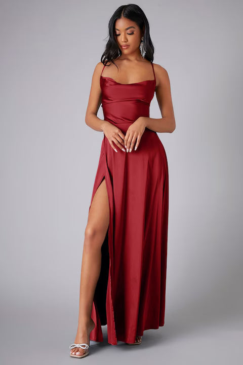 Rochie Dama, Satin, Eleganta, Cu Bretele Incrucisate